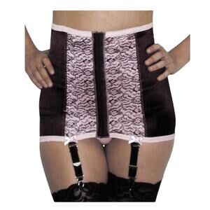 Rago Retro Pinup Satin Lace Waist Cincher Garter XL Pink Rockabilly Feminine